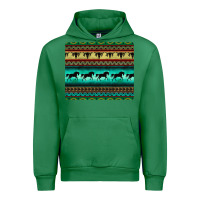 Emerald turquoise horse and bullskull aztec  pattern Urban Hoodie - BarkalooDesign