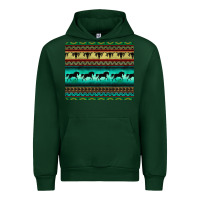 Forest Green turquoise horse and bullskull aztec  pattern Urban Hoodie - BarkalooDesign