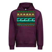 Mauve Wine turquoise horse and bullskull aztec  pattern Urban Hoodie - BarkalooDesign