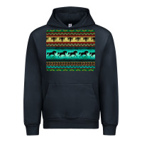 Navy turquoise horse and bullskull aztec  pattern Urban Hoodie - BarkalooDesign