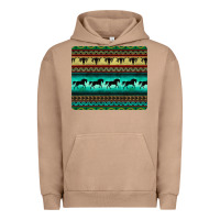 Pigment Burro turquoise horse and bullskull aztec  pattern Urban Hoodie - BarkalooDesign