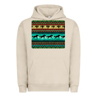 Pigment French Oak turquoise horse and bullskull aztec  pattern Urban Hoodie - BarkalooDesign