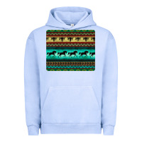 Pigment Grape Ice turquoise horse and bullskull aztec  pattern Urban Hoodie - BarkalooDesign