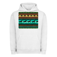 Pigment Lunar Rock turquoise horse and bullskull aztec  pattern Urban Hoodie - BarkalooDesign