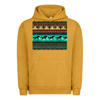 Pigment Peanut Butter turquoise horse and bullskull aztec  pattern Urban Hoodie - BarkalooDesign