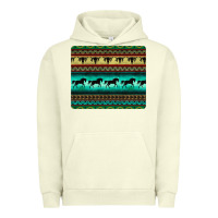 Pigment Pistachio turquoise horse and bullskull aztec  pattern Urban Hoodie - BarkalooDesign