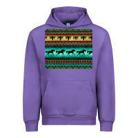 Tulip turquoise horse and bullskull aztec  pattern Urban Hoodie - BarkalooDesign