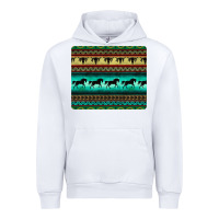 White turquoise horse and bullskull aztec  pattern Urban Hoodie - BarkalooDesign