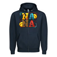 Navy Softball nana leopard frame Zipper Hoodie - LillyAllenDesigns