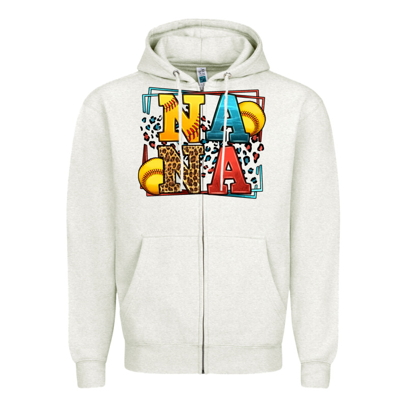 Softball Nana Leopard Frame Zipper Hoodie by LillyAllenDesigns | Teevron