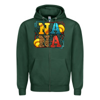 Sports Green Softball nana leopard frame Zipper Hoodie - LillyAllenDesigns