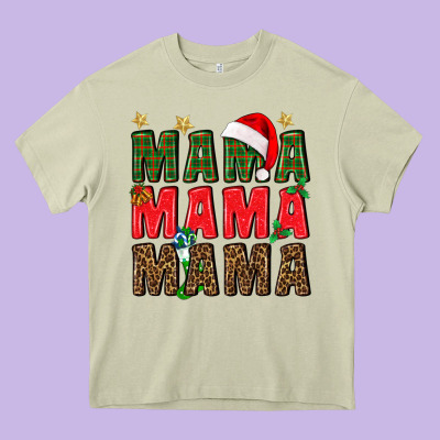 Christmas Mama Heavy Core Tee Designed By Bundleandbundleshop