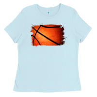 Baby Blue Basketball Brushstroke Ladies Tee - RanaPortraitStore