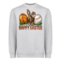 Heather Grey Happy Easter Sports Heavyweight Sweatshirt - BundleAndBundleShop