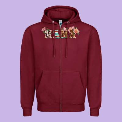 Western Mama Pink Roses Mother's Day Zipper Hoodie Designed By Lillyallendesigns