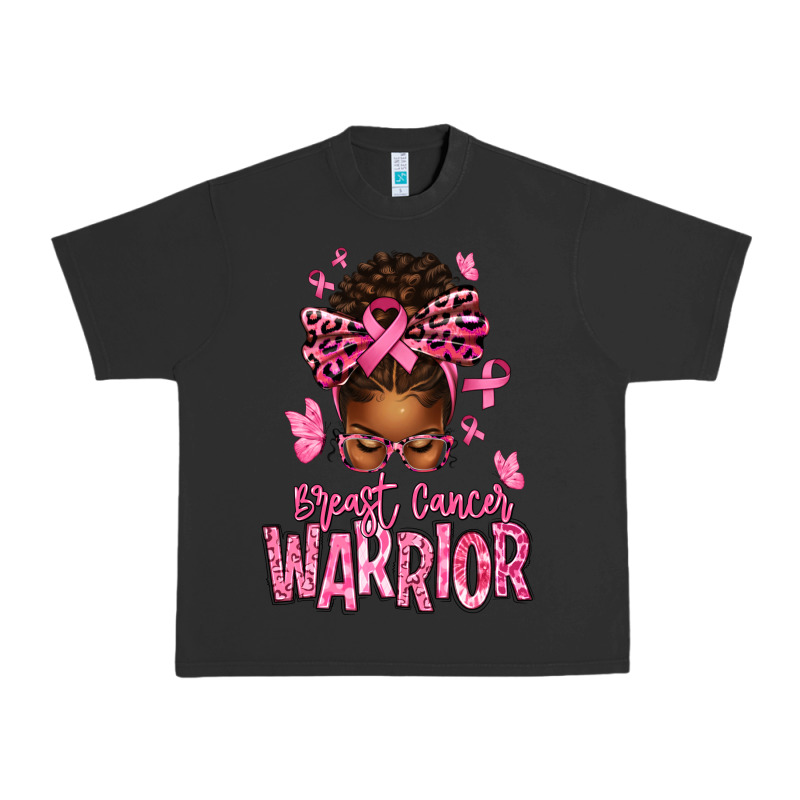 Brest Cancer Warrior Afro Messy Bun Urban Heavy Tee by texasbilliewilder | Teevron