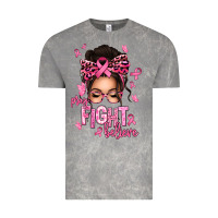 Cloud Rock pray fight believe breast cancer afro messy bun Vintage Tee - texasbilliewilder