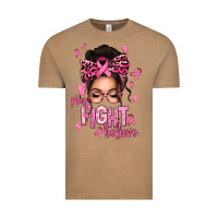 Vintage Coffee pray fight believe breast cancer afro messy bun Vintage Tee - texasbilliewilder