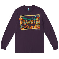 Plum thankful grateful blessed Long Sleeve Tee - CowGirlArtShop