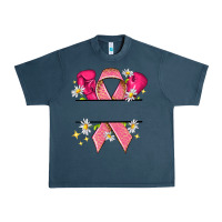 Midnight Navy Personalized Breast Cancer ribbon Urban Heavy Tee - NancyCooperArtShop