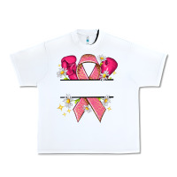 White Personalized Breast Cancer ribbon Urban Heavy Tee - NancyCooperArtShop