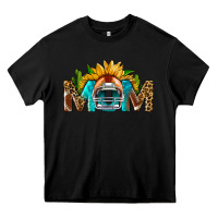 Black Football Mom Sunflower Leopard Heavy Core Tee - BundleAndBundleShop