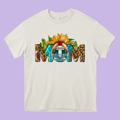 Football Mom Sunflower Leopard Heavy Core Tee Designed By Bundleandbundleshop