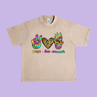 Peace Love Summer Urban Heavy Tee Designed By Jahusdesignshop