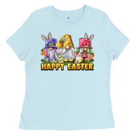 Baby Blue Happy Easter gnomies Ladies Tee - LillyAllenDesigns