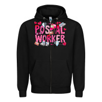 Black Postal Worker Zipper Hoodie - CowhideDigitalArt