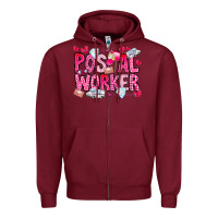 Burgundy Postal Worker Zipper Hoodie - CowhideDigitalArt