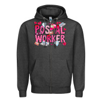 Charcoal Heather Postal Worker Zipper Hoodie - CowhideDigitalArt