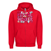 Red Postal Worker Zipper Hoodie - CowhideDigitalArt