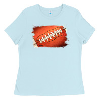 Baby Blue Football Brushstroke Ladies Tee - RanaPortraitStore