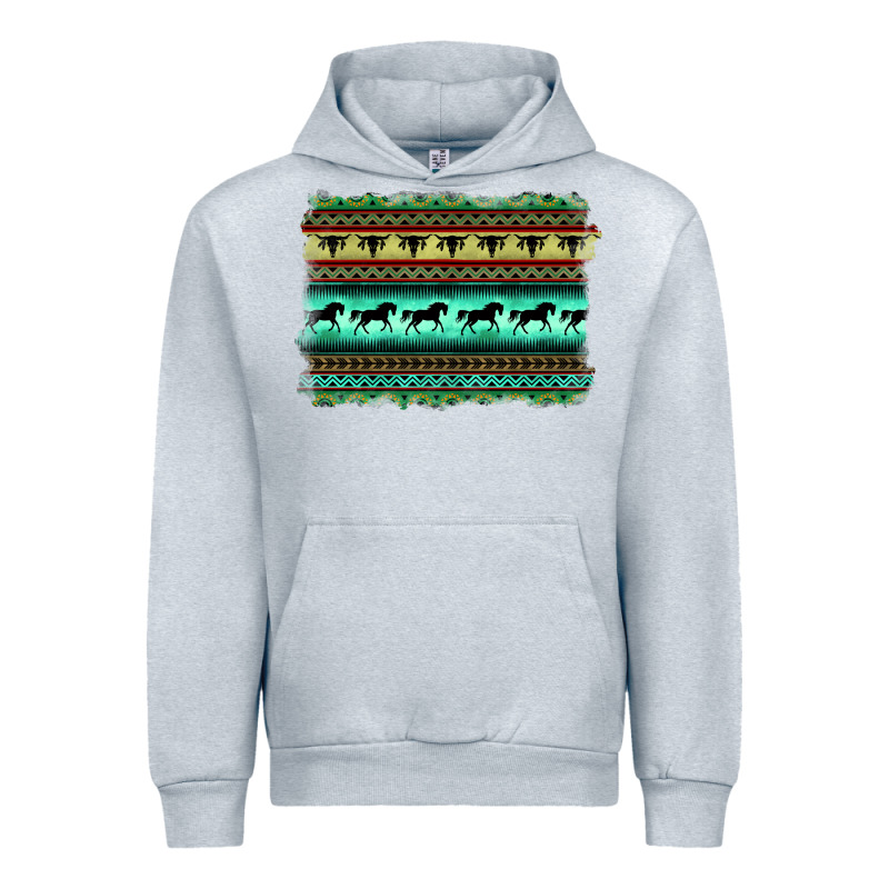 Turquoise Aztec Bullskull And Horse Urban Hoodie by BarkalooDesign | Teevron