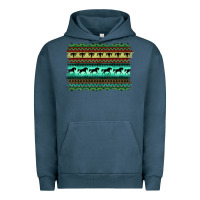 Pigment Midnight Navy turquoise aztec bullskull and horse Urban Hoodie - BarkalooDesign