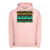 Pigment Salmon turquoise aztec bullskull and horse Urban Hoodie - BarkalooDesign