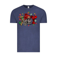 Vintage Denim Christmas Joy skeleton Vintage Tee - NancyCooperArtShop