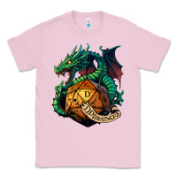 Bubblegum Pink dragon and a d20 Classic Tee - lanVoArt