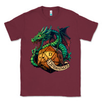 Burgundy dragon and a d20 Classic Tee - lanVoArt