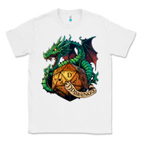 White dragon and a d20 Classic Tee - lanVoArt