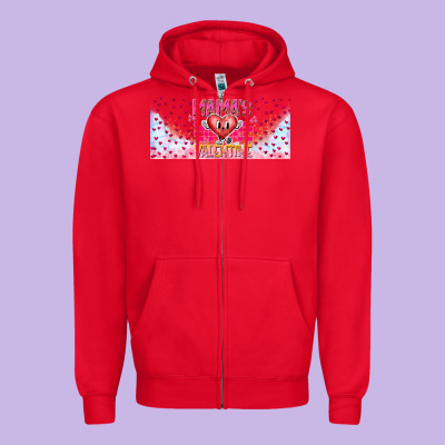 Mama Is Valentine 16oz Zipper Hoodie Designed By Cowhidedigitalart