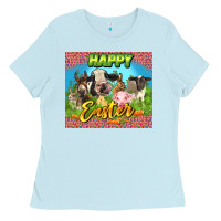 Baby Blue Happy Easter Farm Animals 20oz skinny Ladies Tee - LillyAllenDesigns
