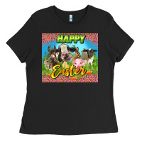 Black Happy Easter Farm Animals 20oz skinny Ladies Tee - LillyAllenDesigns