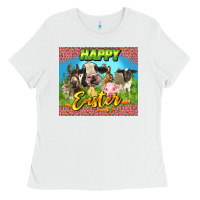 White Happy Easter Farm Animals 20oz skinny Ladies Tee - LillyAllenDesigns