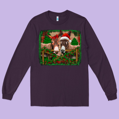 Christmas Donkeys Long Sleeve Tee Designed By Jasminsmagicworld