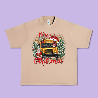 Merry Christmas School Bus Urban Heavy Tee Designed By Texasbilliewilder