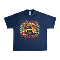 Navy merry christmas school bus Urban Heavy Tee - texasbilliewilder