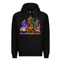 Black happy hallothanksmas Premium Hoodie - FaDigitalArtStudio