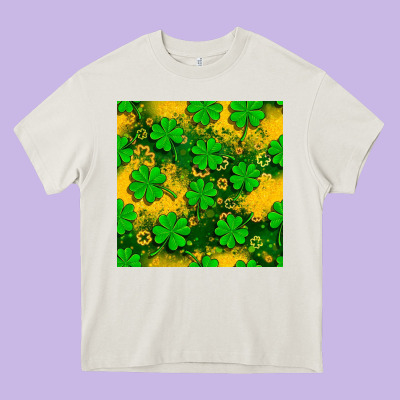 St. Patricks Clover Pattern Digital Paper Heavy Core Tee Designed By Bundleandbundleshop